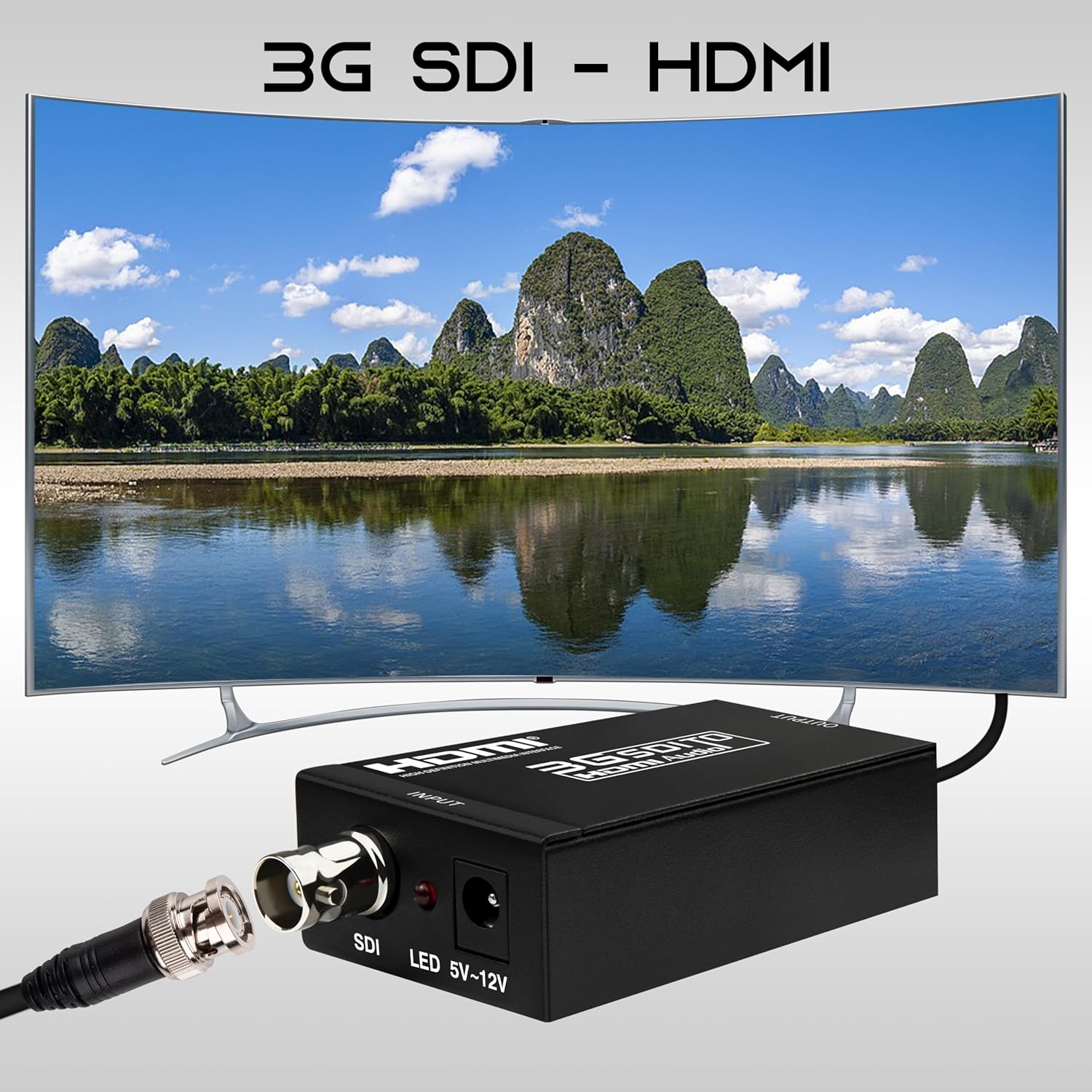Boobrie SDI to HDMI Converter, Full HD 1080P Video Audio Adapter Supports SD/HD/3G-SDI to HDMI Conversion for Camera Monitor Projector Display