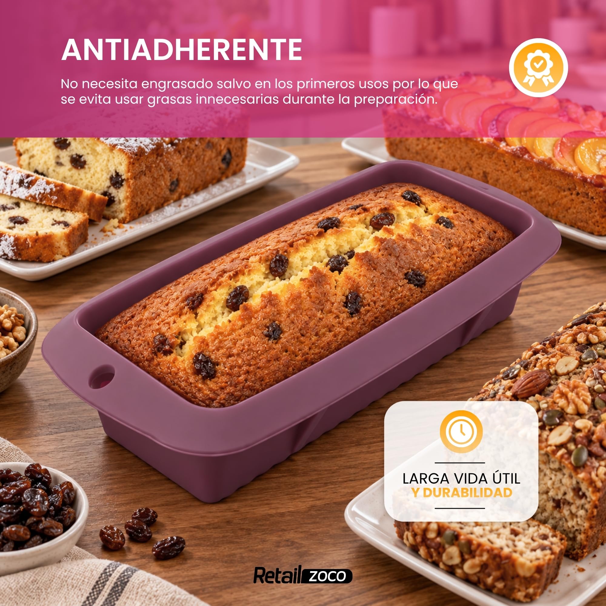 Molde de Silicona para Bizcochos, Molde repostería silicona, Longitud 20 cm - imagen 4