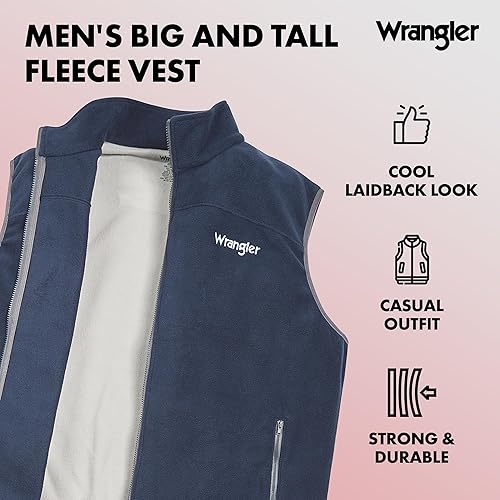 Miniatura 3 de Wrangler Chalecos grandes y altos para hombre - Chaleco sin mangas con cremallera de forro polar para hombre