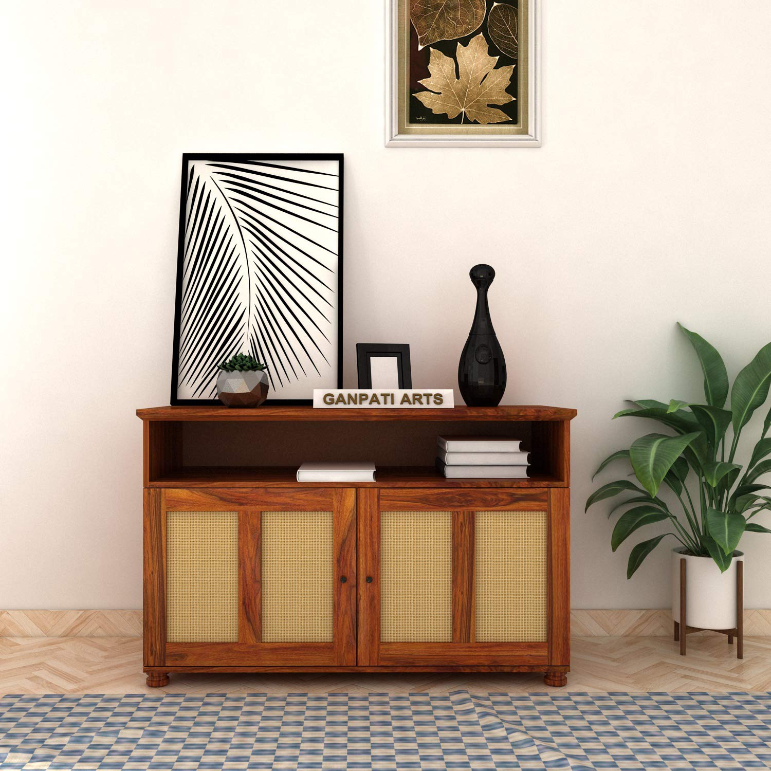 Ganpati Arts Sheesham Wood Sideboard Cabinet for Living Room Bedroom Kitchen Solid Wood Cabinets for Storage Wooden Sideboard Storage Cabinets (Honey Finish) 1 Year Warranty-image-40
