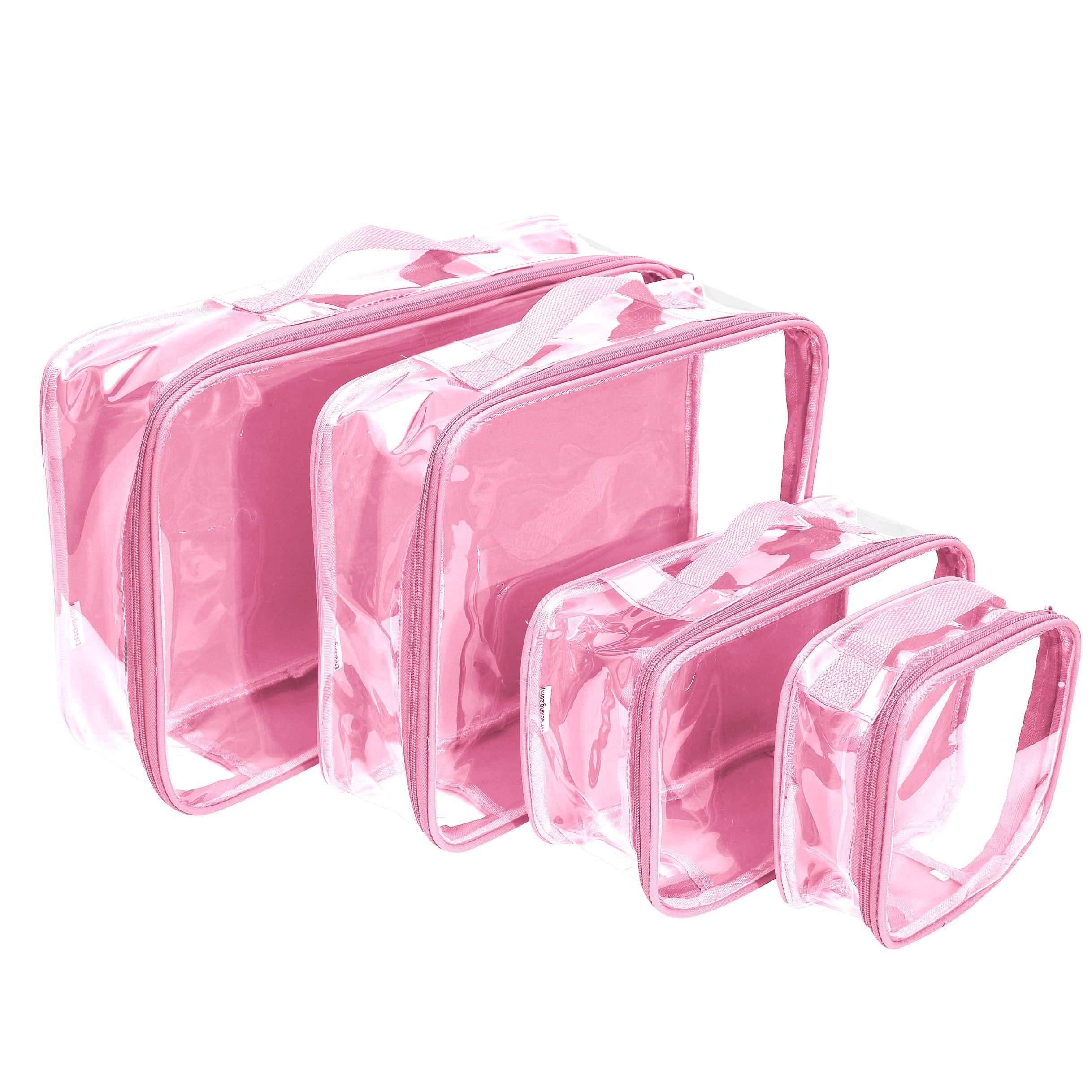 Clear Packing Cubes set of 4 / Packs 7-10 Days of Clothes/Premium PVC Plastic Storage Bags