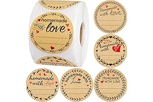 500Pcs Homemade with Love Stickers with Lines for Jars