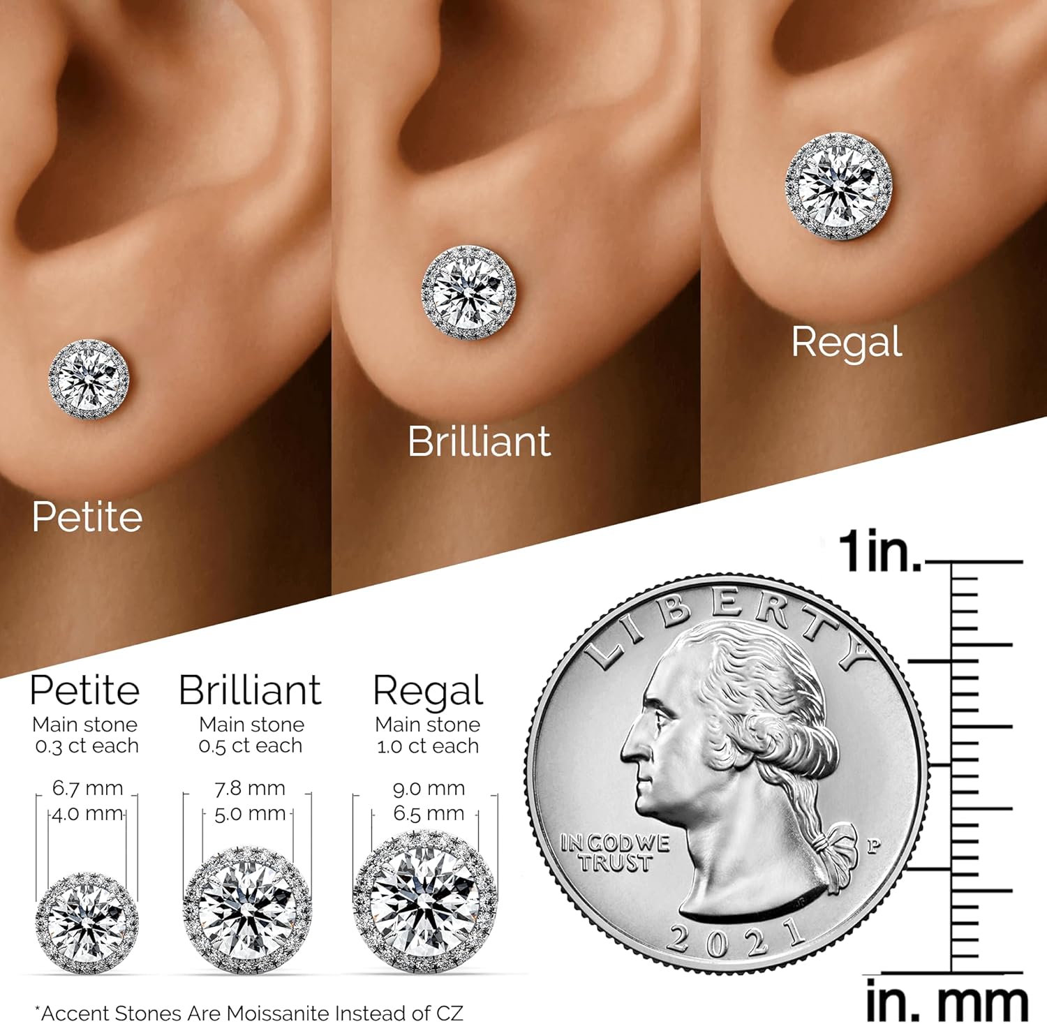 Moissanite Stud Earrings for Women Halo Solitaire S925 Sterling Silver 18K Gold Vermeil for Wife Girlfriend Mom Gifts for Her Daughter on Birthday Wedding Anniversary - Image 6