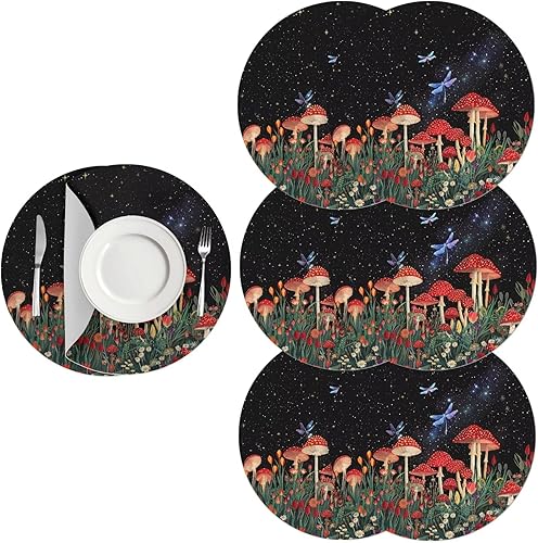 Miniatura 26 de Juego de 6 manteles individuales redondos resistentes al calor de mármol dorado de 15 pulgadas para decoración de mesa de comedor resistente al