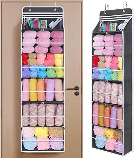 Univivi Hanging Yarn Storage Organizer, 6 Tiers Yarn Storage, Dark Grey | 6 Zipper Closure Compartments, Large Capacity, Heavy Load Capacity, Hanging Yarn Holder for Knitting Needles & Crochet Hooks