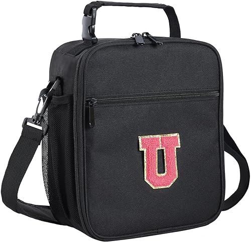 Miniatura 75 de ELEFOCUS Lonchera aislada con inicial para mujeres y hombres, bolsa de almuerzo personalizada con monograma con correa de hombro ajustable para