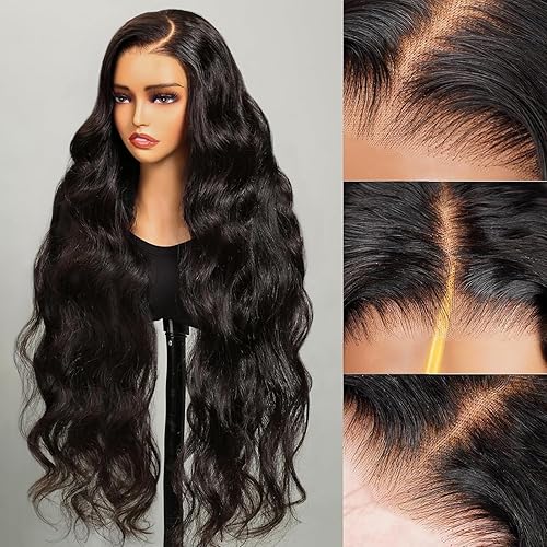 Arabella Pelucas de cabello humano sin pegamento de 5 x 6, densidad del 210 %, sin pegamento, pelucas de cabello humano 12A precortadas con encaje