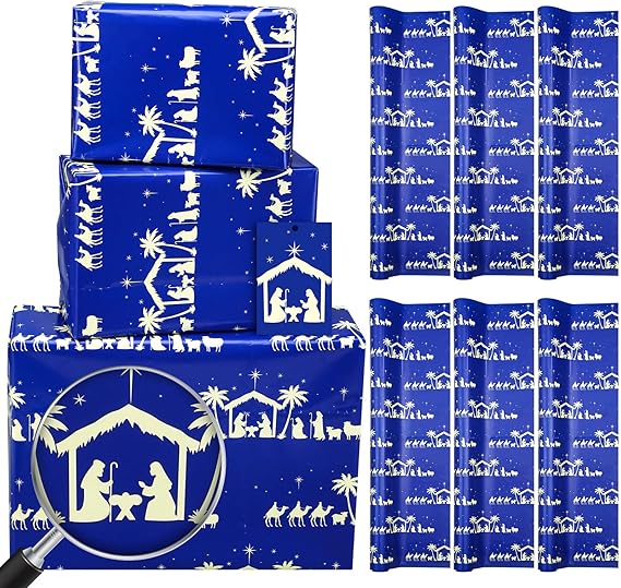 Supervitae 6 Pcs Christmas Gift Wrapping Paper Sheets with