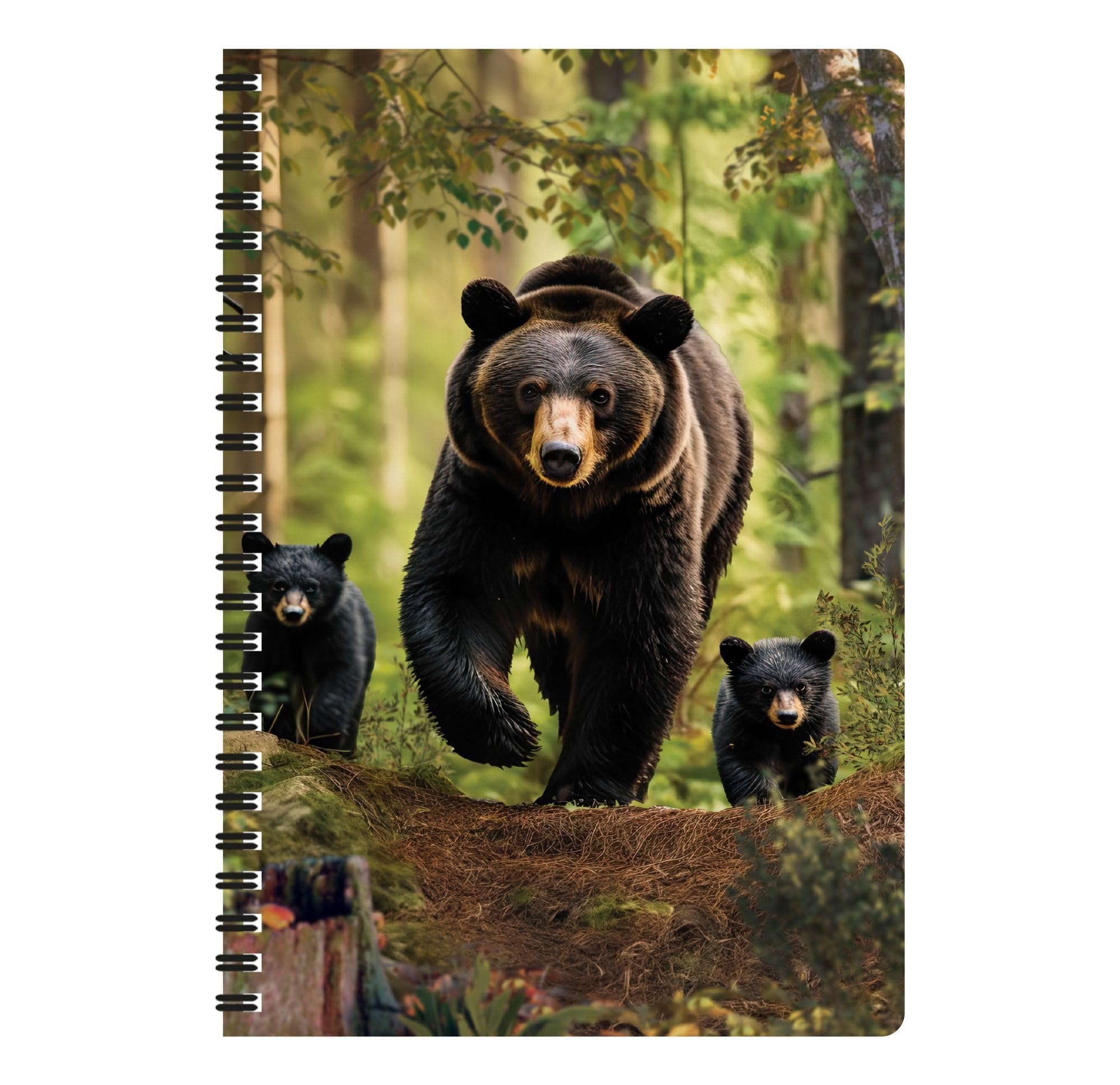 3D LiveLife A5 Notebook - Black Bear Family Stroll from Deluxebase. Spiral Bound Lined Notebook with 80 Recycled Pages, 3D Bear Art Notebooks for Work, Gifts and School Supplies, (21 x 14.5 cm). — image 1