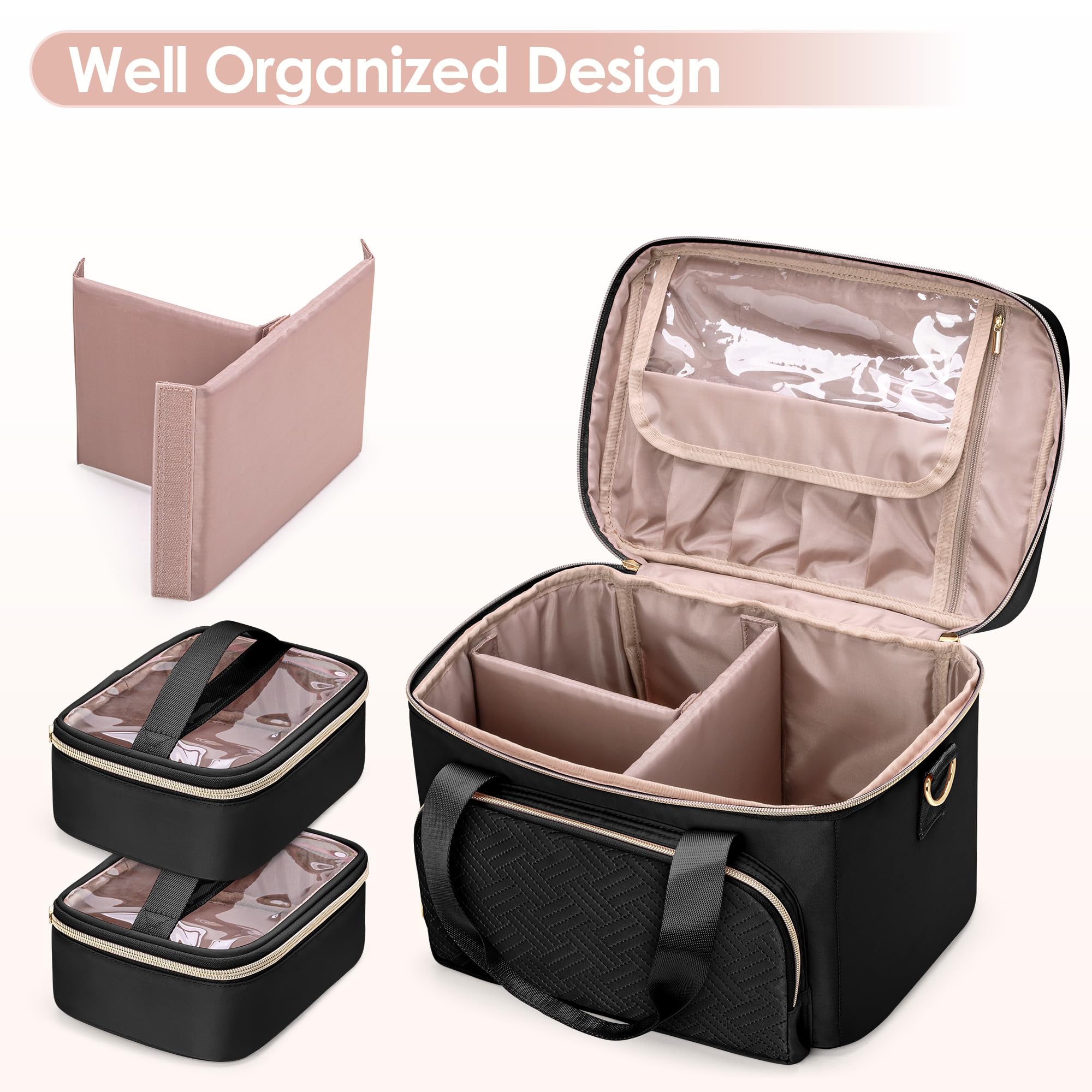 Borsa Porta Medicinali 2 Borse Mediche Organizer Flaconi Pillole Pronto Soccorso Vuota Viaggi Nero