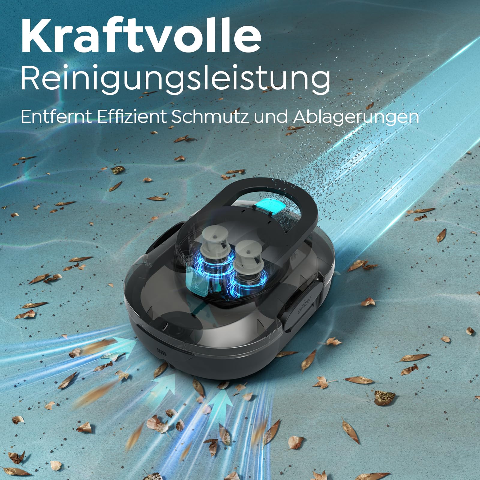 S1PRO 2026 Upgrade Poolroboter Akku, 120 Min Reinigungszeit, Leichter Poolsauger mit Dual-Antriebsmotoren, 2,5 Stunden Ladezeit, Auto Parken Poolreiniger für Flache Böden Pools bis 95 m², Tiefschwarz