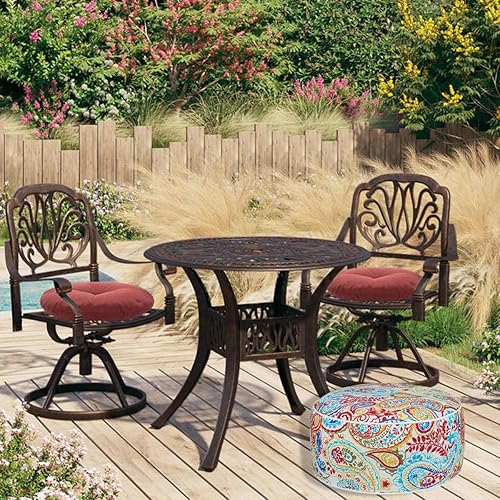 Miniatura 6 de Otomana inflable con bomba, puf otomano para exteriores para patio, impermeable, 20 x 9 pulgadas de alto, reposapiés redondo, reposapiés portátiles