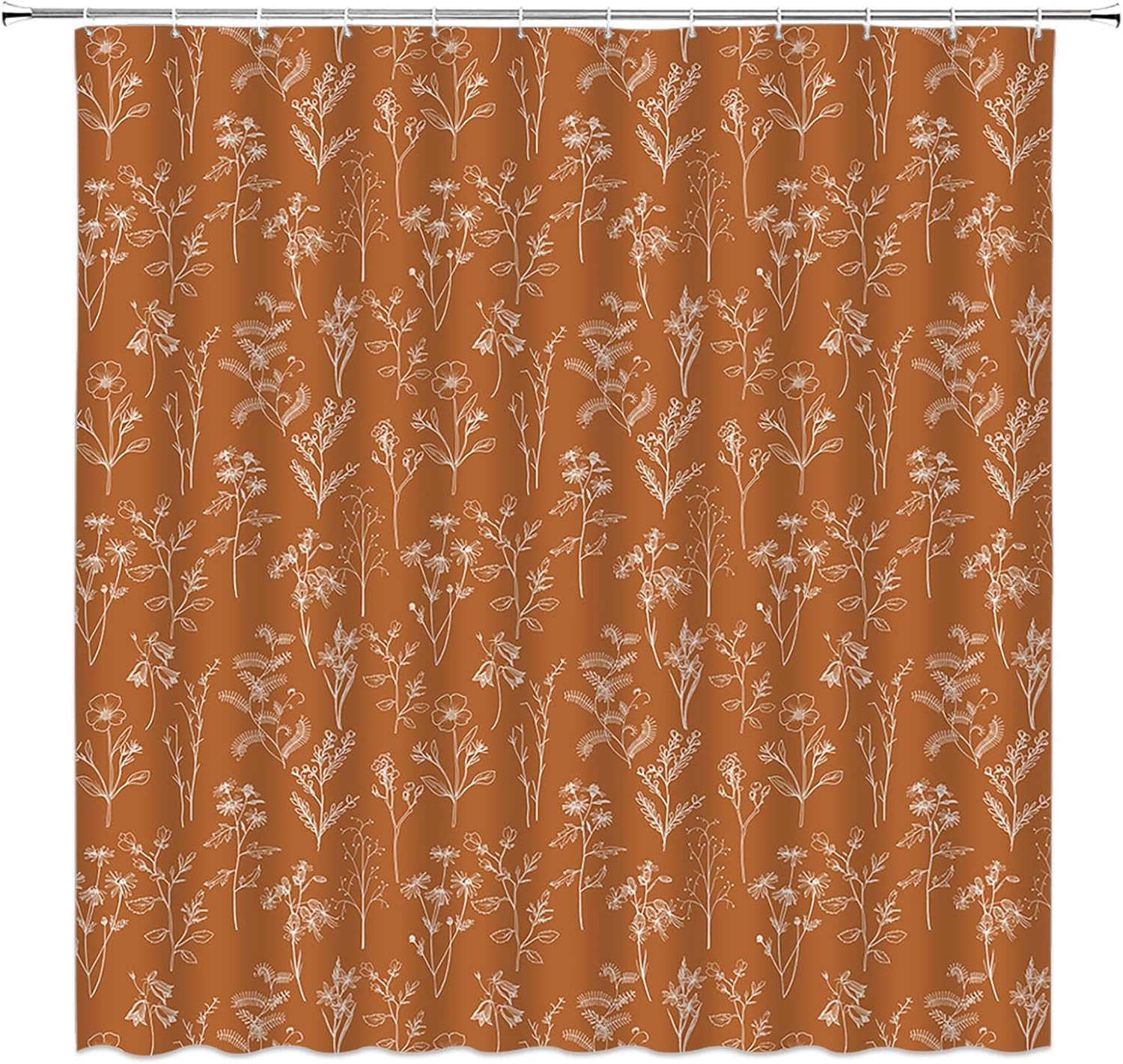 Amazon.com: AMHNF Orange Vintage Botanical Shower Curtain Boho Floral ...