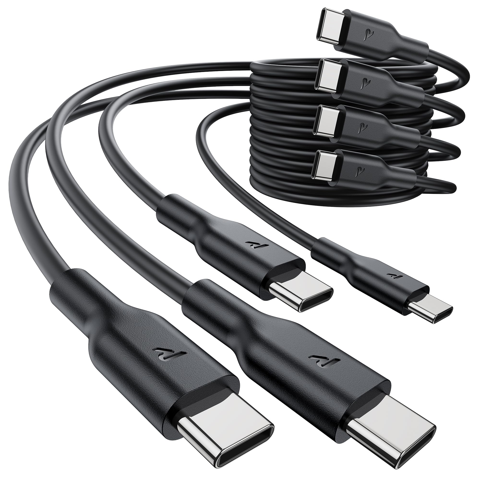 RAMPOW Cavo USB C USB C 4-Pack [1M+1M+2M+2M], Cavo iPhone 16, Cavo USB C 60W, Cavo iPhone 15 Ricarica Rapida per iPhone 16/16 Pro/15/15 Pro, Samsung S23/S22/S21/S20, iPad Pro/Air/Mini, Xiaomi