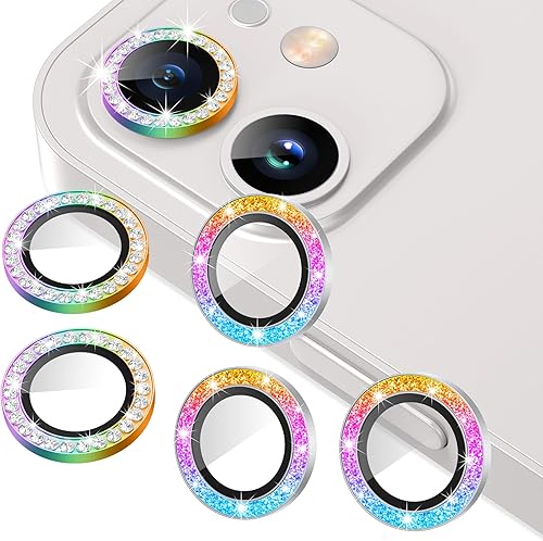 Miniatura 45 de AGVEE 3+3 6 Pack para iPhone 12 Pro Max de 6.7" Protector de lente de cámara, anillo metálico Bling Diamond y Bling Glitter, película de cubierta de