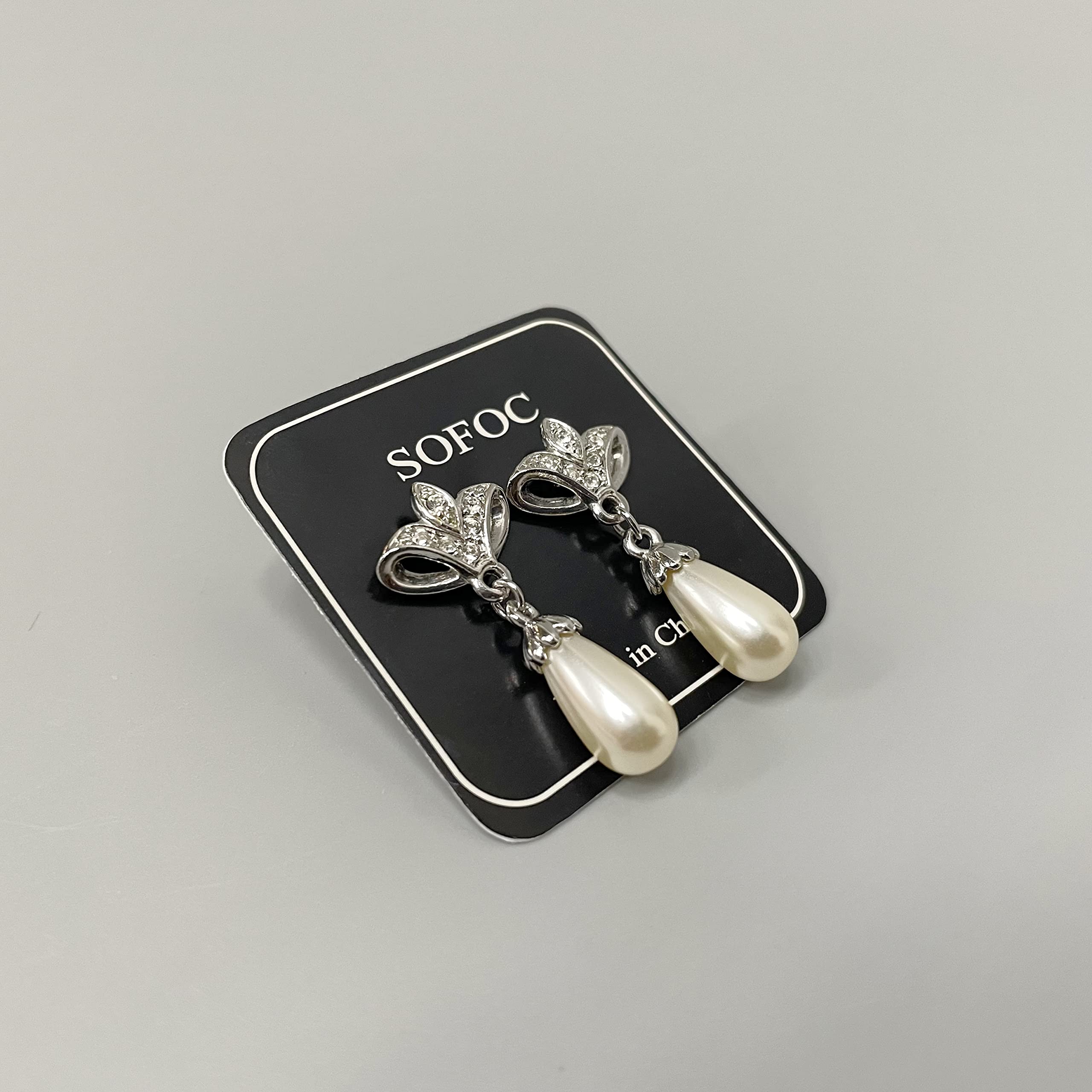 SOFOC Earrings, Wedding Earrings for Brides, Drop pearl earrings