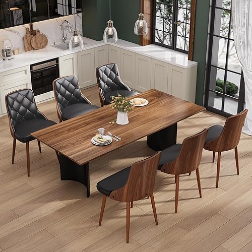 Miniatura 3 de Juego de 2 sillas de comedor, sillas de cocina y comedor modernas de mediados de siglo, sillas decorativas tapizadas de piel sintética con respaldo