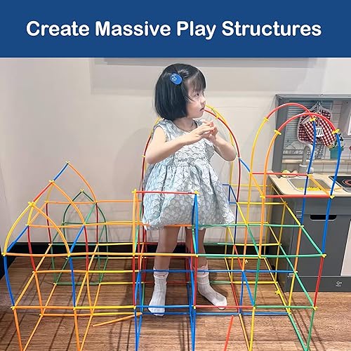 Miniatura 5 de 300 piezas de paja constructor de juguetes de construcción de troncos entrelazados paja de plástico de aprendizaje y educación paja y conector