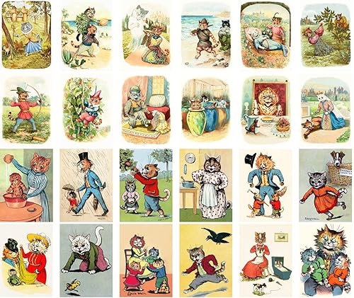 Miniatura 2 de PIXILUV Tarjetas postales vintage (24 piezas de 4 x 6 pulgadas cada una) Secret Life of Cats Tarjetas de felicitación retro, reimpresión