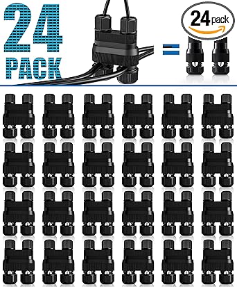 SUNVIE Fastlock2 Low Voltage Wire Connector Landscape Lighting Connectors 12-18 Gauge Waterproof Low Voltage Connectors Outdoor Landscape Wire Connector for Garden Yard Path Lights, 24 Pack