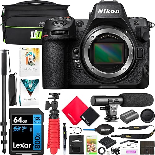 Nikon Z8 Professional Full Frame Mirrorless 8K Video & Stills Hybrid FX Cuerpo de cámara 1695 Bundle con bolsa de fotografía Deco Gear + micrófono +