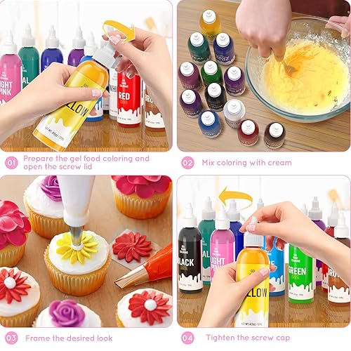Miniatura 5 de Gel colorante alimentario para hornear, 4.52 oz para pastel, colorante de alimentos Cherrysea Vibrante Gel para huevos de Pascua, glaseado, fondant,