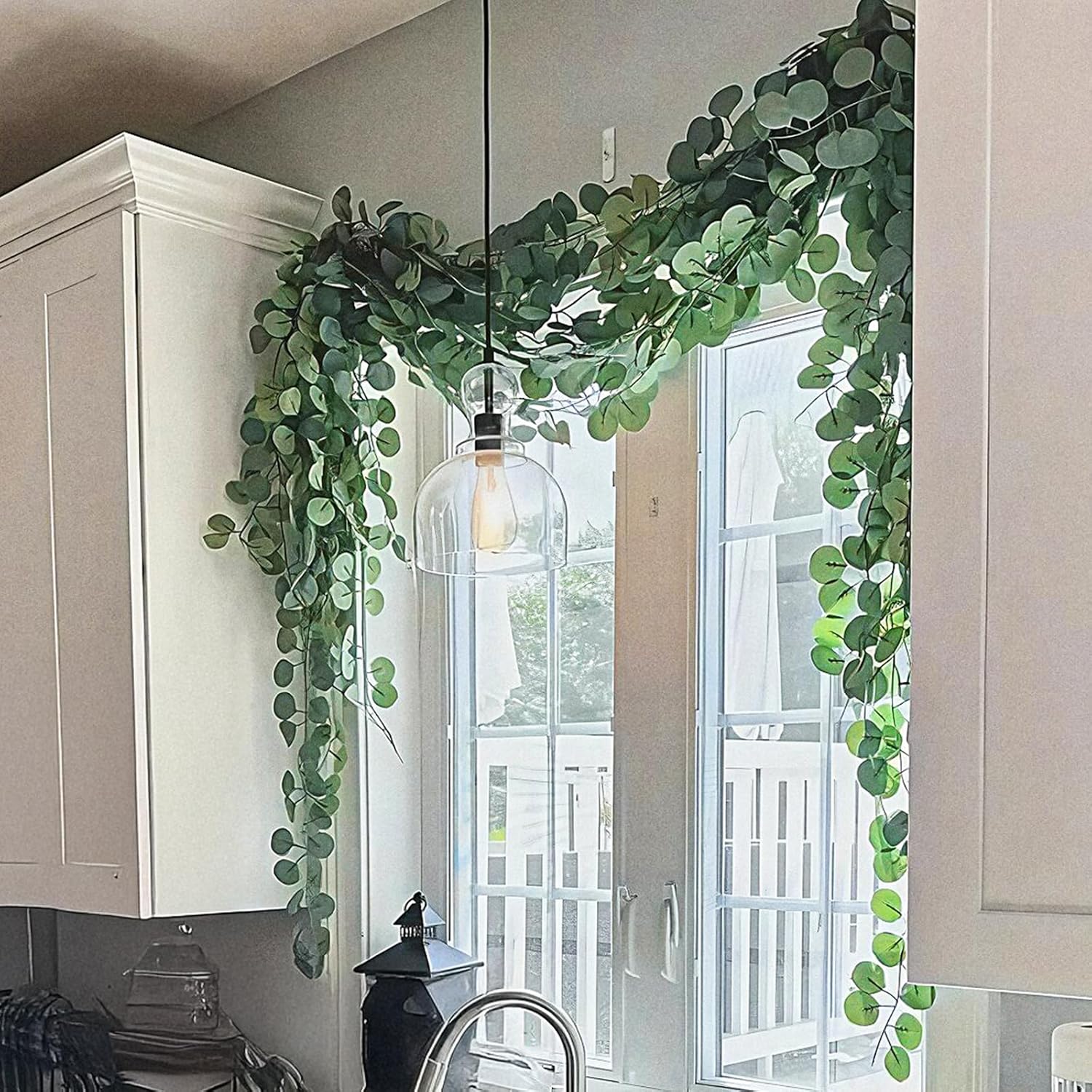 30 Pcs Artificial Eucalyptus Garland 7ft Fake Eucalyptus Greenery Garland Wreath Vines Faux Hanging Plants Artificial Vines for Wedding Backdrop Arch Wall Table Party Outdoor Festival Decor - Image 3