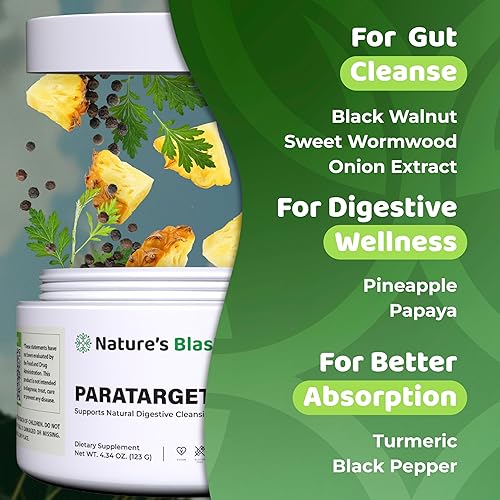 Miniatura 4 de ParaTarget - Fórmula de salud intestinal - Suplemento en polvo de limpieza intestinal con nuez negra, ajenjo, cúrcuma y más - Suplementos naturales