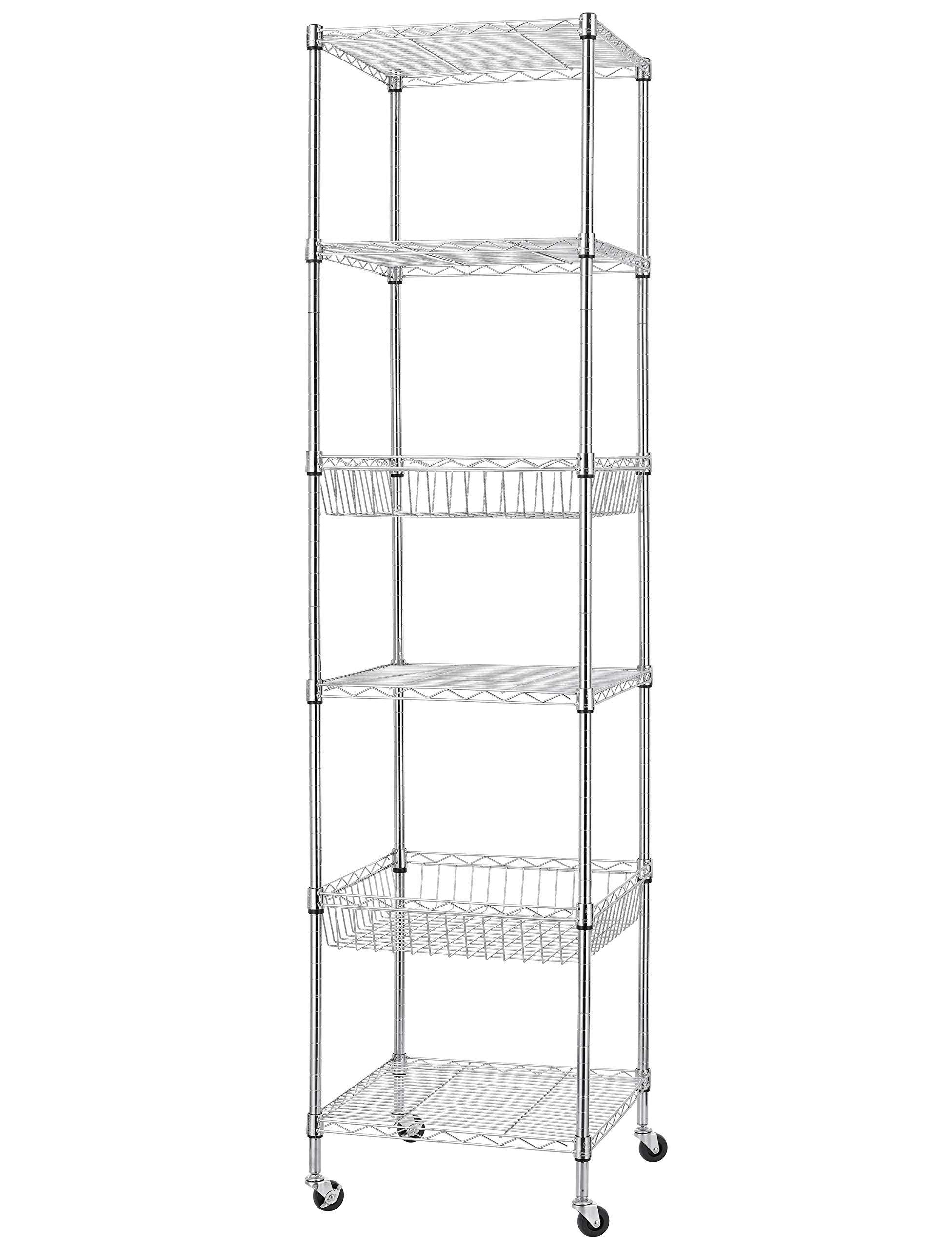 Photo 1 of **MISSING ONE WHEEL**
Finnhomy Heavy Duty 6 Tier Wire Shelving Unit with Wheels 18x18x72-inches