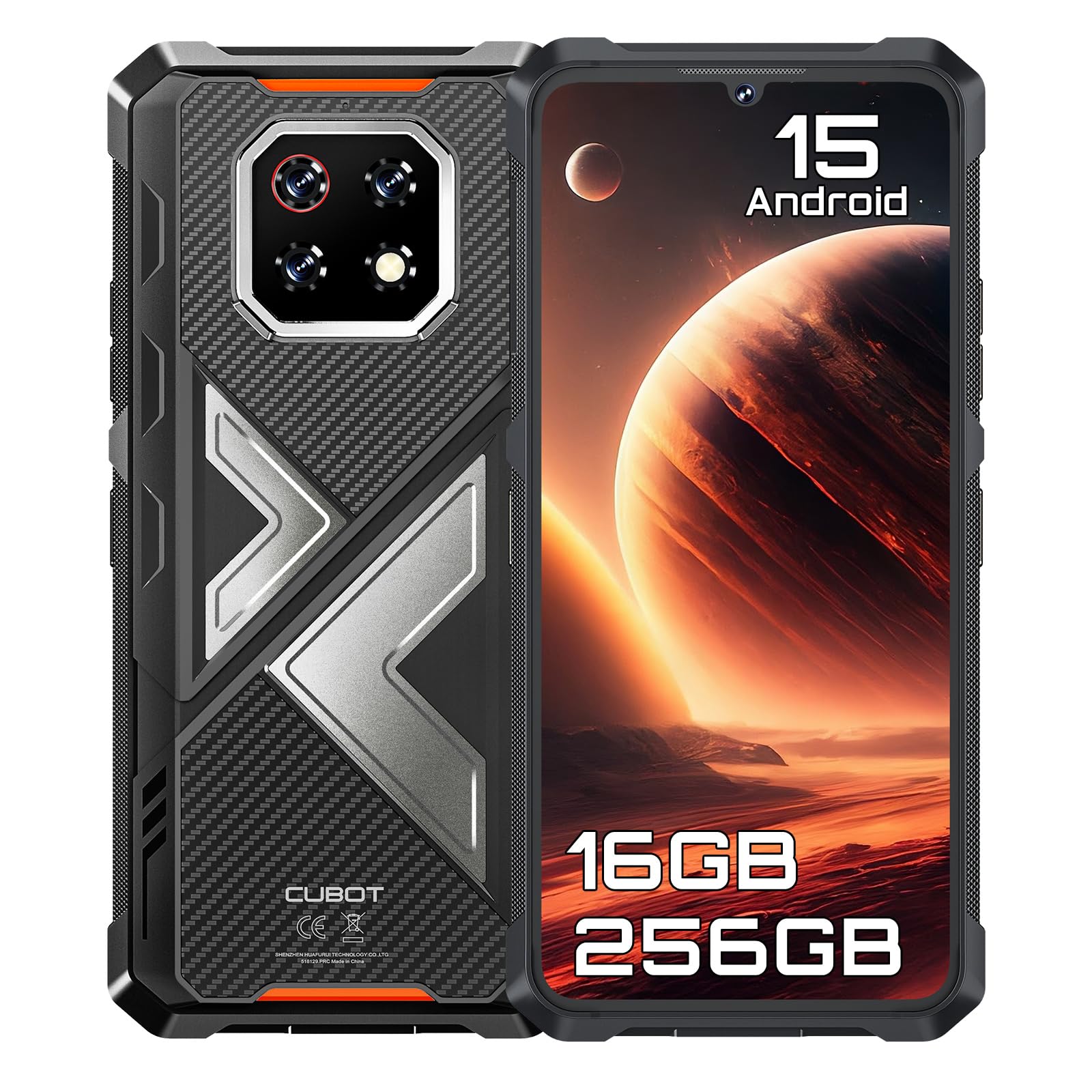 CUBOT Kingkong ES 3 – 4G Smartphone 6,74" HD+ 90Hz, 16GB RAM (6GB+10GB erweitert), 256GB ROM, 48MP Kamera, 10200mAh Akku, Android 15, Unisoc T615, Schwarz