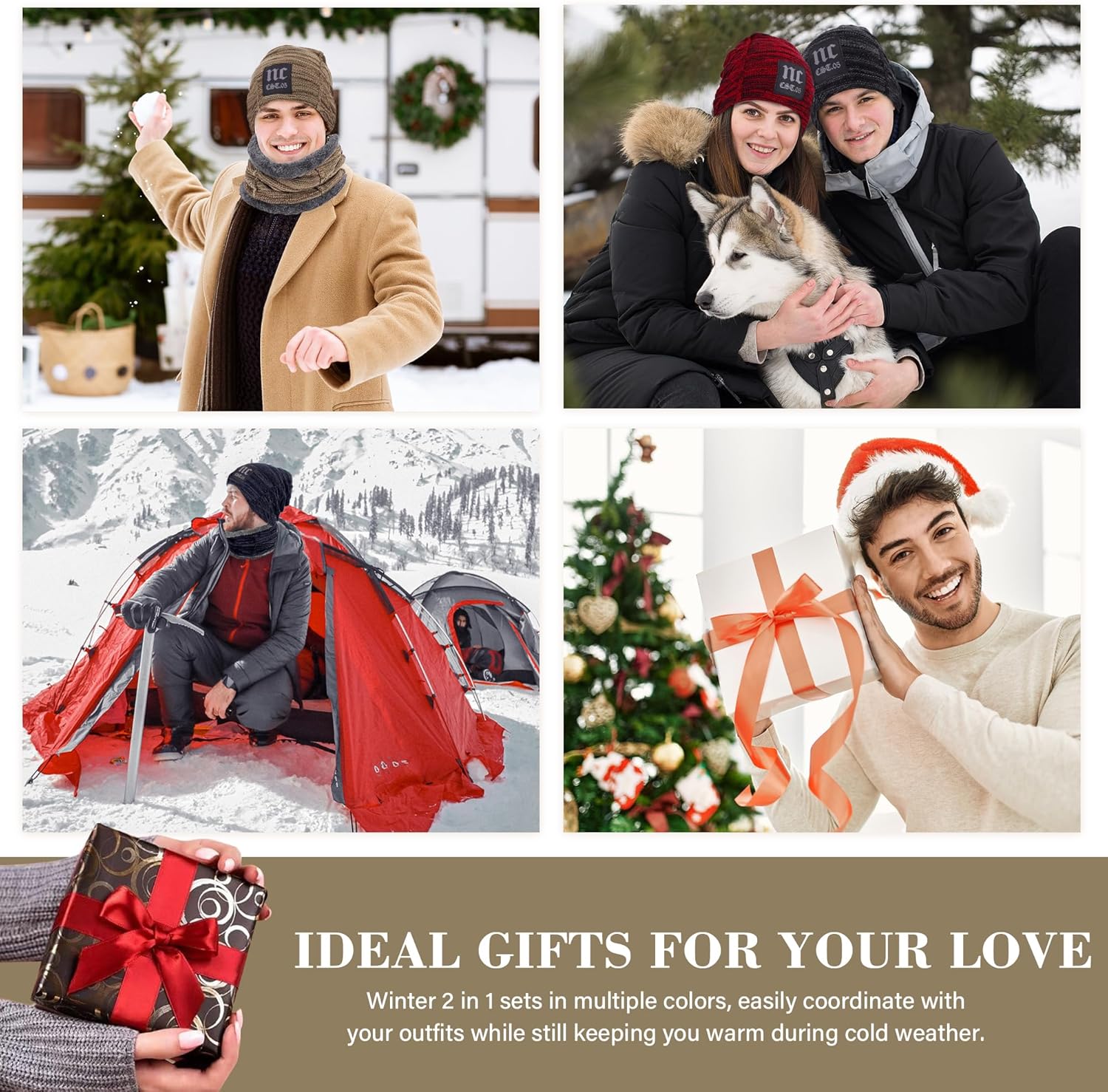 FZ FANTASTIC ZONE Mens Womens Winter Beanie Hat Scarf Set Warm Knit Thick Fleece Lined Skull Cap Neck Warmer for Men Women - Image 5