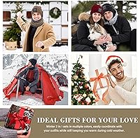 Vista 21 de FZ FANTASTIC ZONE Conjunto de gorro de invierno para hombre y mujer, bufanda de punto cálido, forro polar grueso, gorro de calavera, calentador