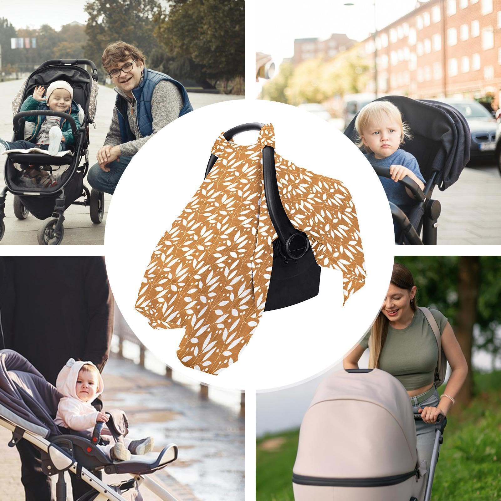 Kinder-Autositzbezug Sommer-Kinderwagen-Sonnenschutzdach aus Baumwolle mit Leinenbindung atmungsaktiv Musselin-Baumwolle