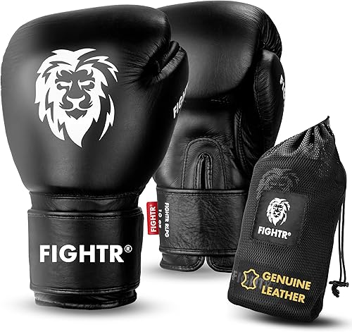 FIGHTR Guantes de boxeo profesionales hechos de cuero genuino hombres y mujeres para boxeo, artes marciales mixtas, artes marciales 10, 12, 14, 16