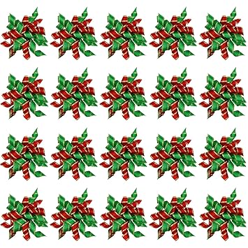 Tongcloud 20 pcs Pet Dog Cat Hair Bows for Xmas Dog Puppy Cat Christmas Hair Bows Hair Accessories with Rubber Bands