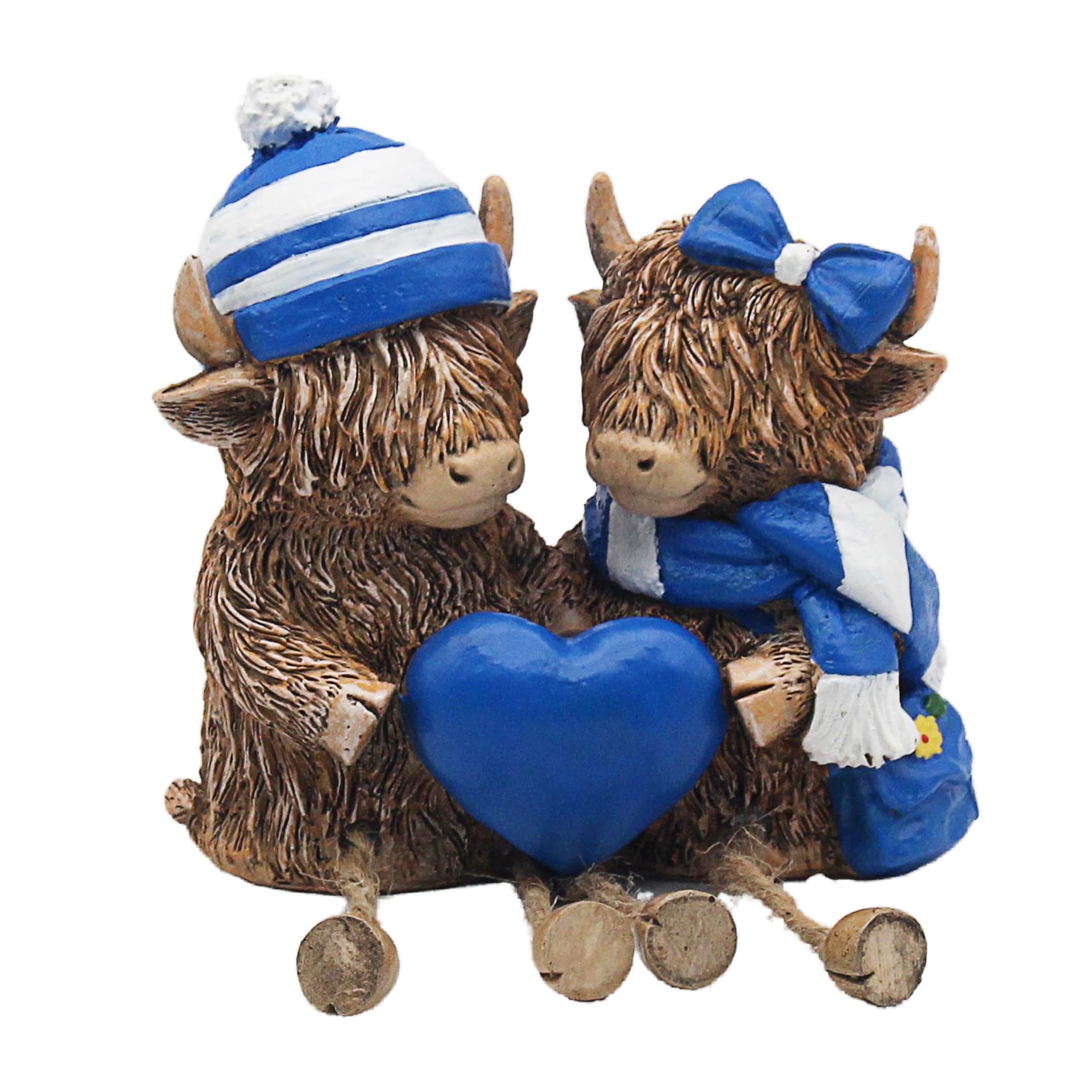 L & P Home & Gifts Highland Cow Dangle Legs Double Blue