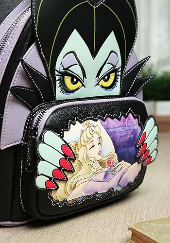Miniatura 6 de Loungefly Disney Villains Scene Maléfica Bella Durmiente Mujer Doble Correa Bolsa de Hombro Bolso, Multi