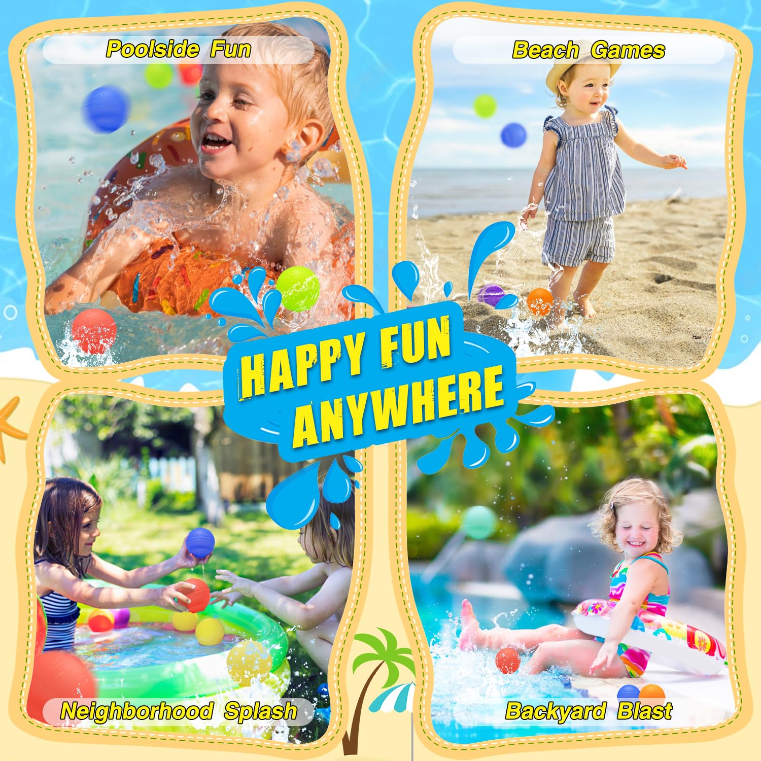Outdoor Summer Toys For Kids Reusable Water Balloons Set - 12 Silicone ...
