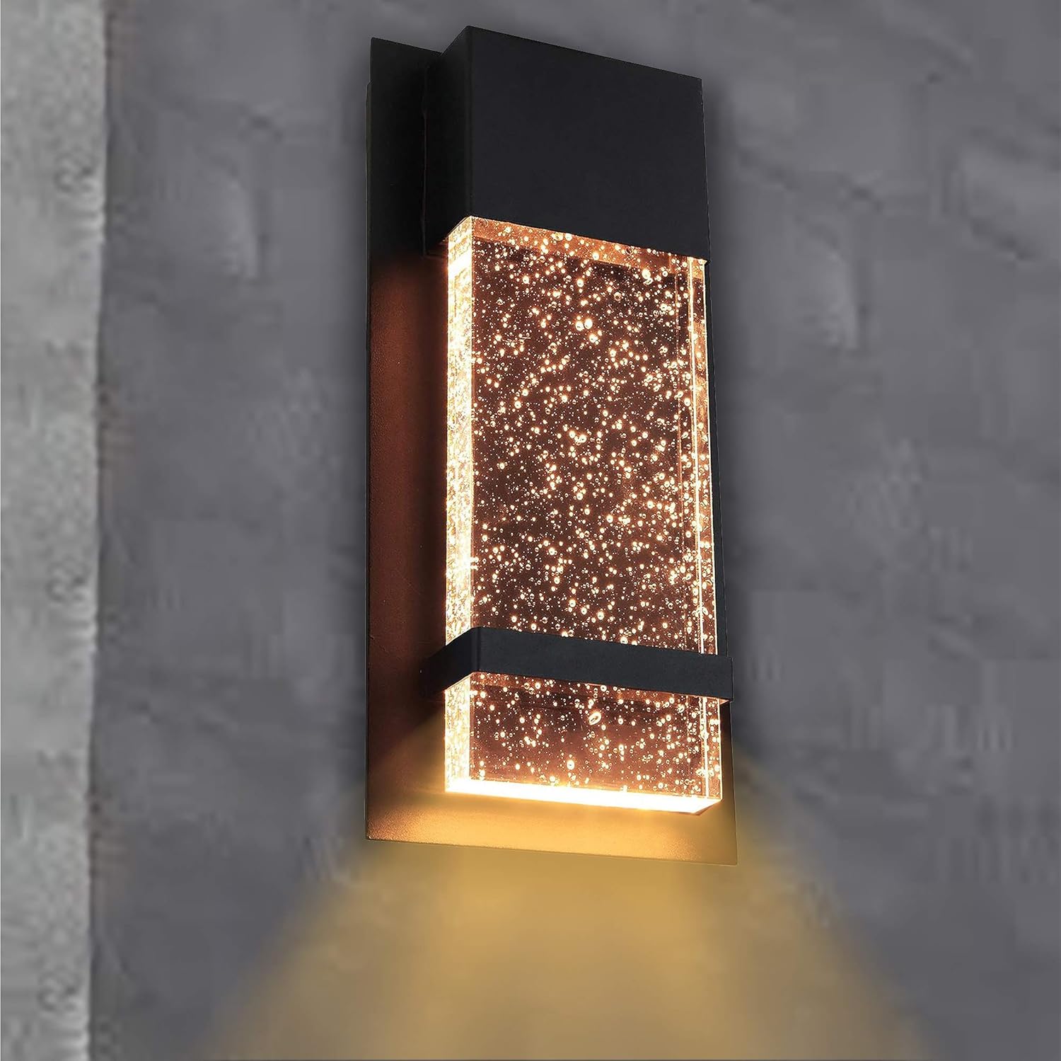 Best Cyber Monday 🔥 Wall Sconce by Ciata Lighting –Integrated LED Reflects Warm White Lighting Through Glass -Indoor/Outdoor Rectangular Wall Light Fixture –Modern & Stylish Sconce with Matte Black Finish (18 Inch)