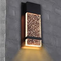 Vista 5 de Ciata Aplique de pared LED integrado que refleja la iluminación blanca cálida a través del vidrio de burbujas, lámpara de pared rectangular