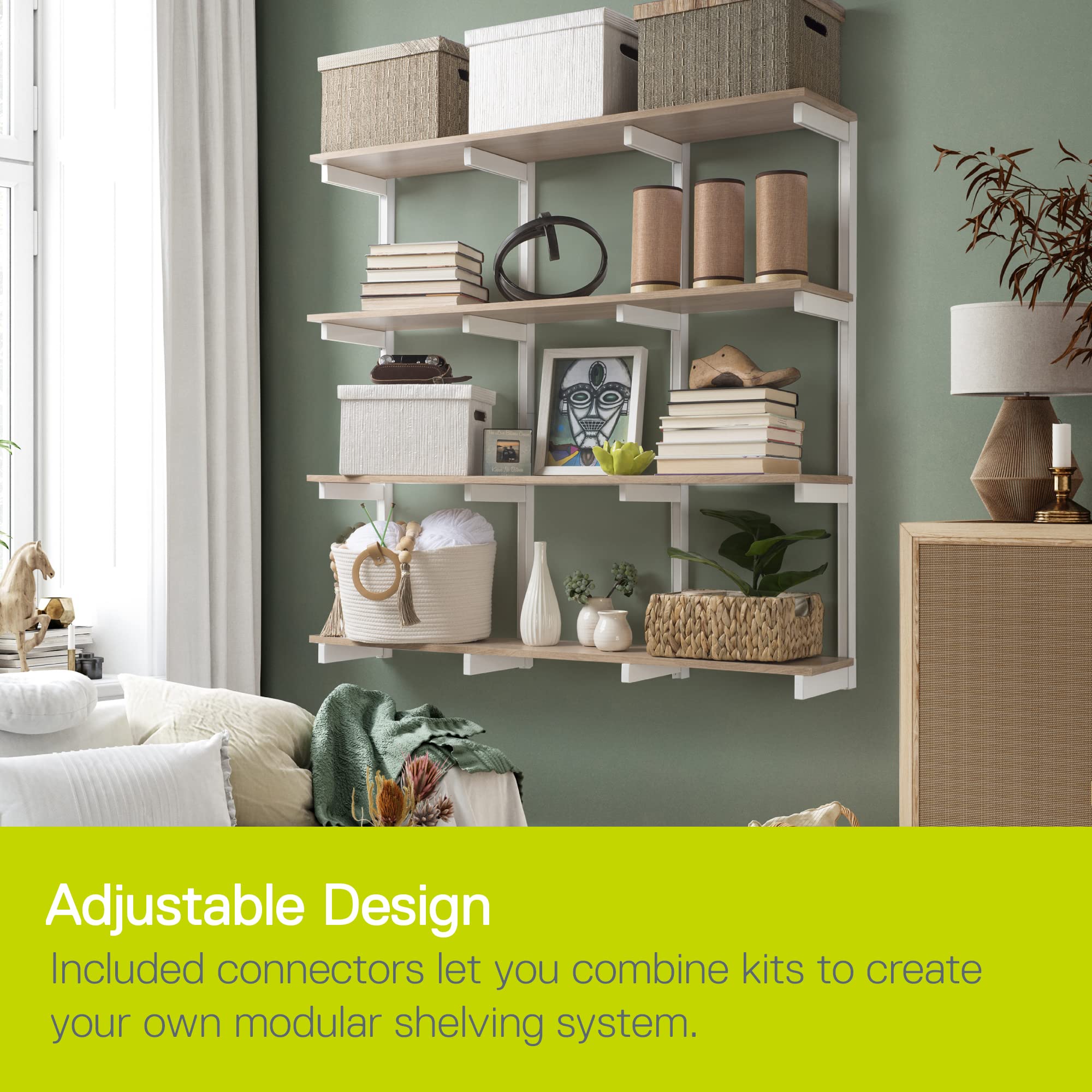 ウォールシェルフ　4本セット Amazon｜4段フローティングシェルフセット ライトオーク - 0.5インチ x