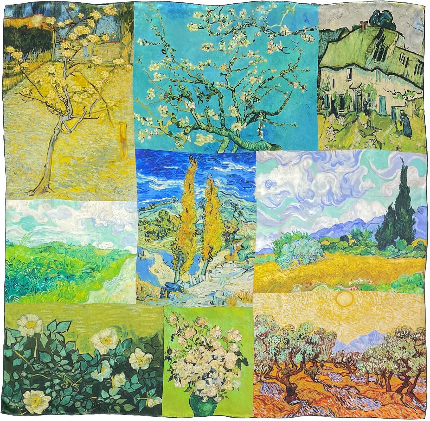 100% Mulberry Silk Scarf Women’s Fashion Scarves Square and Long Bandana Shawls and Wraps Artist Collection Gift