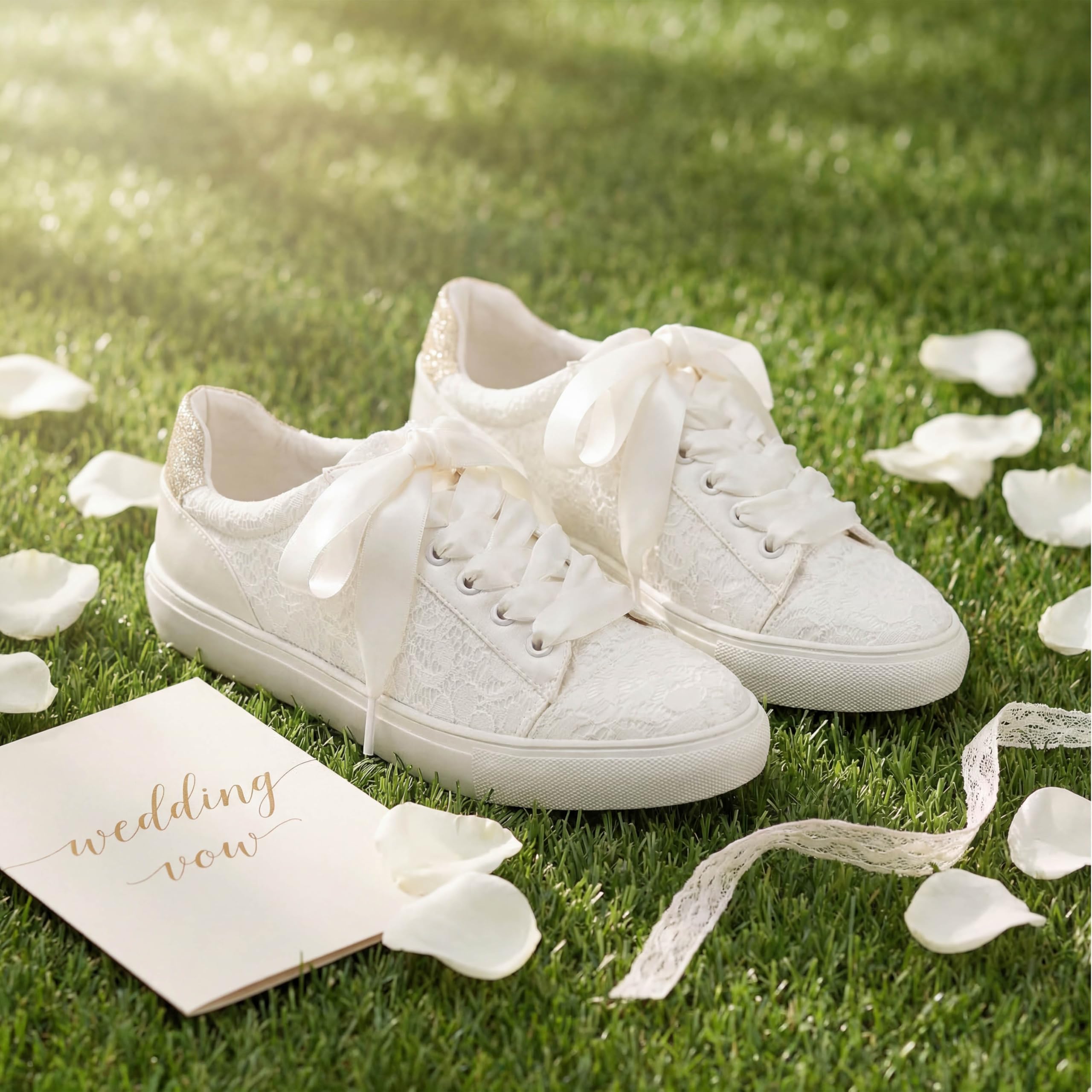 JIAJIA 8834A Zapatos de Boda Zapatillas de Novia Planas Tenis de Novia Zapatillas de Encaje - Personalización Disponible