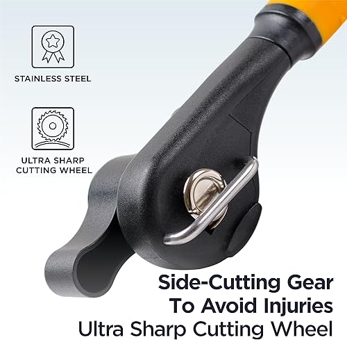 Miniatura 7 de Deiss Abrelatas profesional resistente, borde liso manual, abrelatas de mano con mango suave al tacto, abrelatas de seguridad a prueba de óxido,