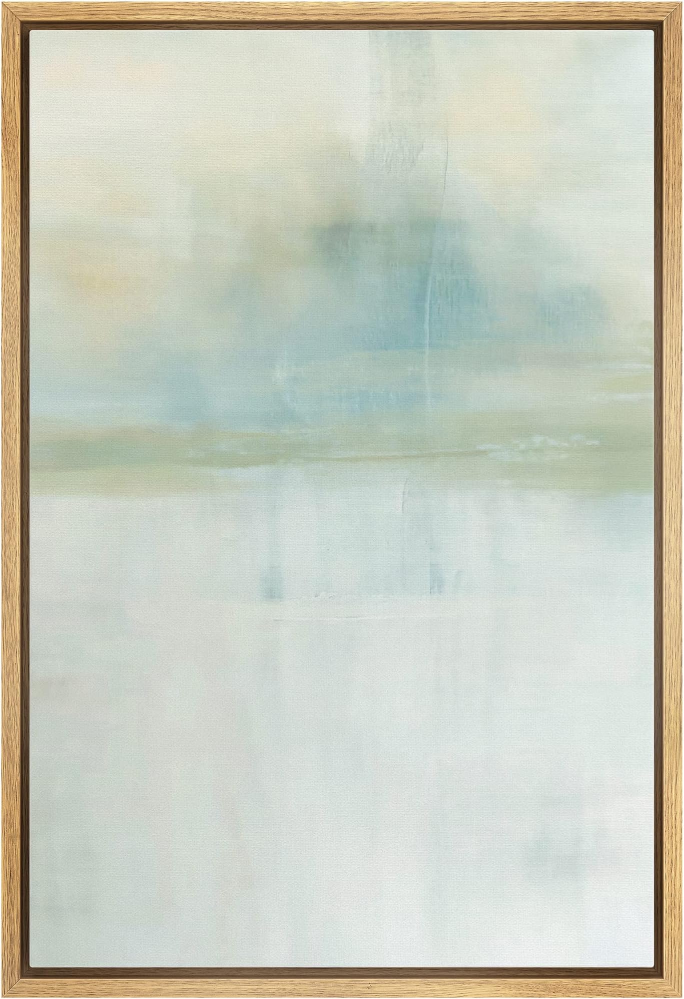 Framed Canvas Print Wall Art Mid-Century Pastel Teal Gray Watercolor Collage Abstract Shapes Illustrations Modern Art Minimal Decorative for Living Room, Bedroom, Office - 24"x36" Natural