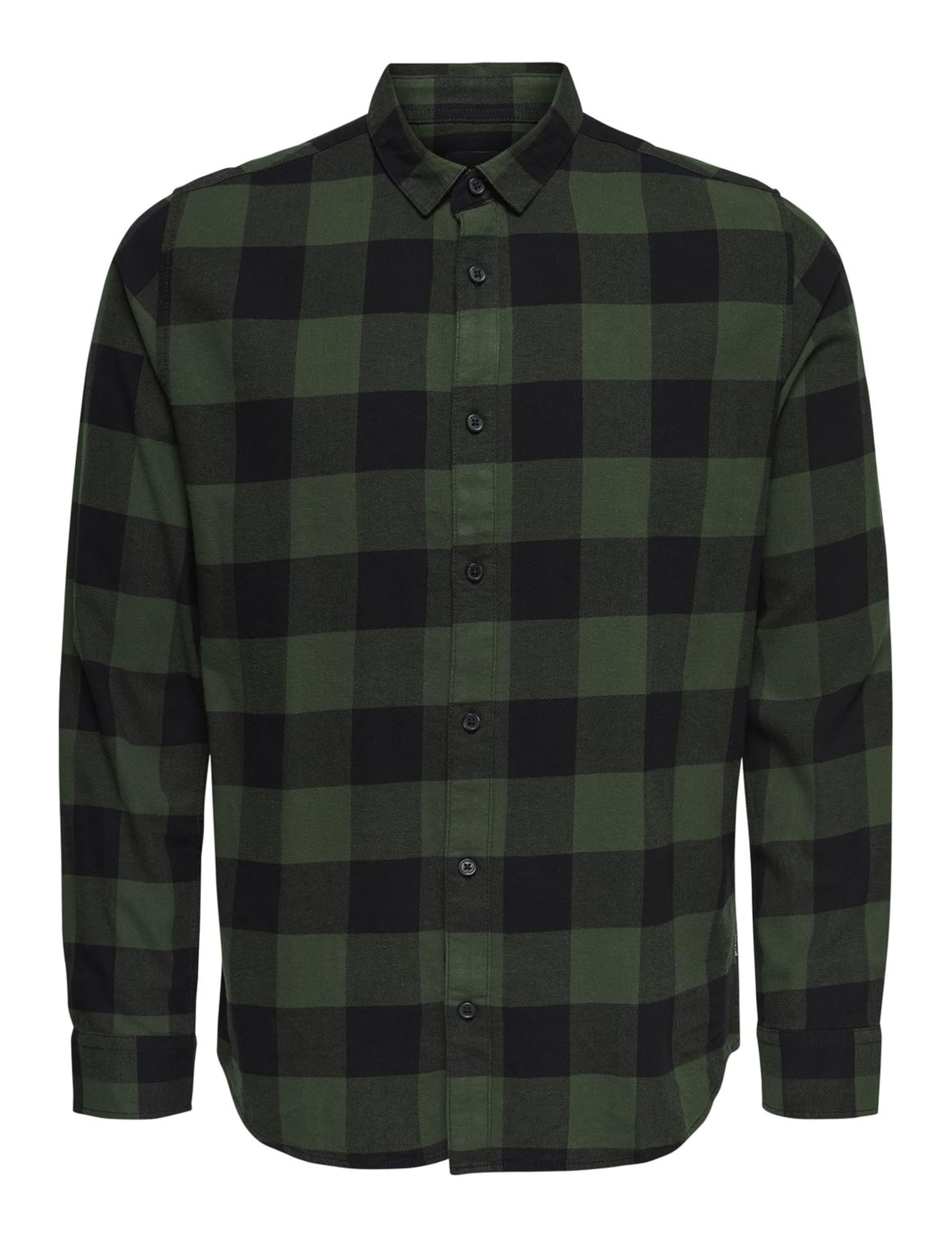 Only And Sons Men' Green Long-Sleeve Check Patterned Shirt in Size S, Sports Direct