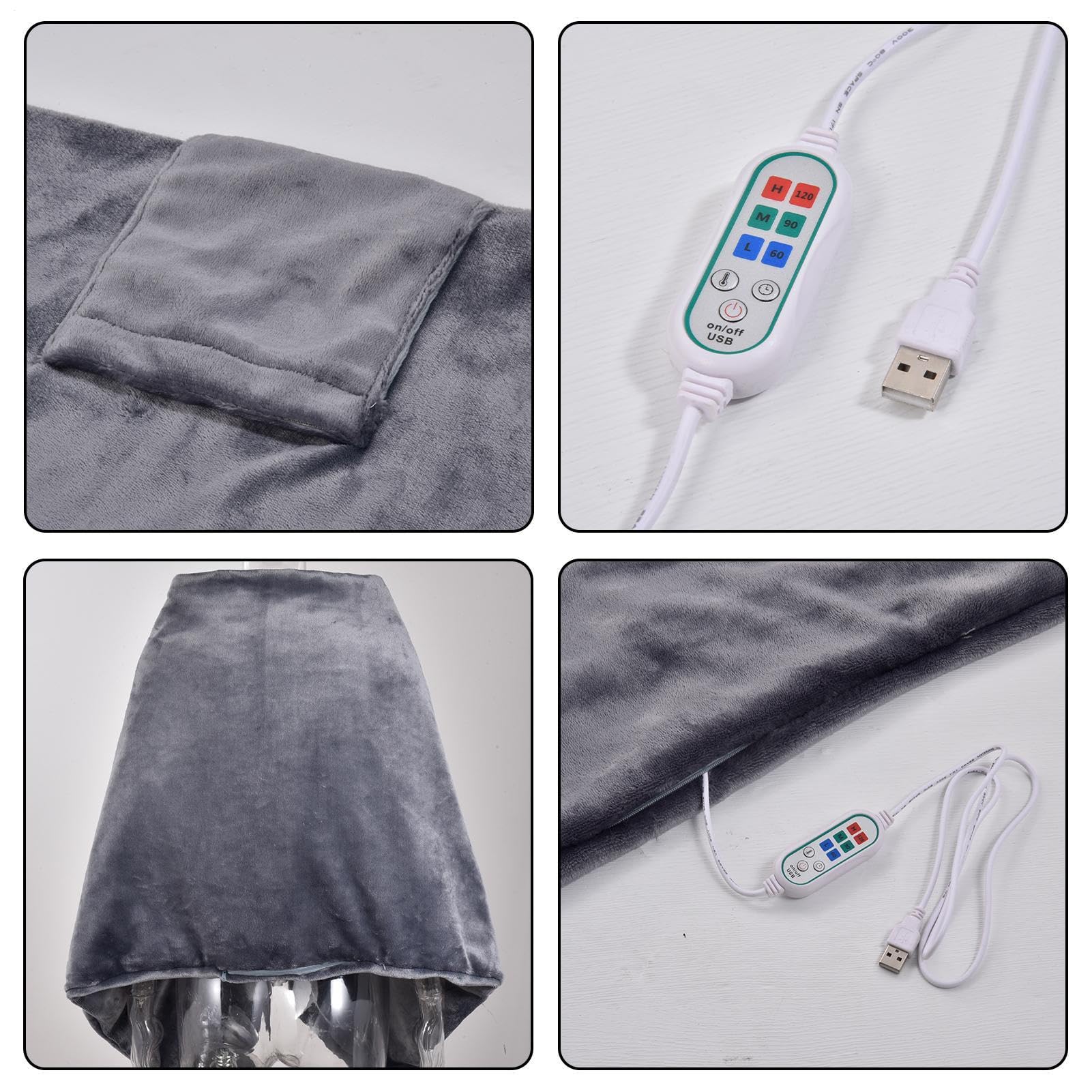 Sciarpa Riscaldabile,Sciarpa Elettrica Riscaldabile per Donne a | USB | Coperta Riscaldante con Protezione Surriscaldamento per Lavorare Leggere Riposare in Climi Freddi