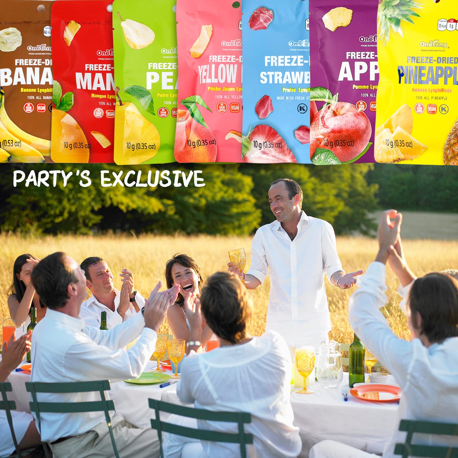 ONETANG Freeze-Dried Mixed Fruit, 12 Pack Single-Serve Pack, Non GMO, Kosher, No Add Sugar, Gluten free, Vegan, Holiday Gifts, Healthy Snack 0.35 Ounce