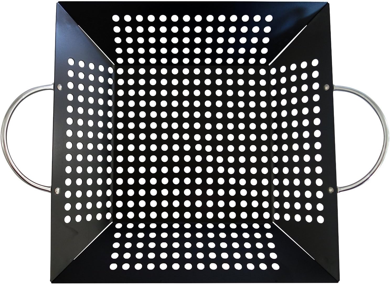 Carbon Steel Non-Stick BBQ Grill Topper Pan for Vegetables and Meat with Handles (15"x12"x3.5")