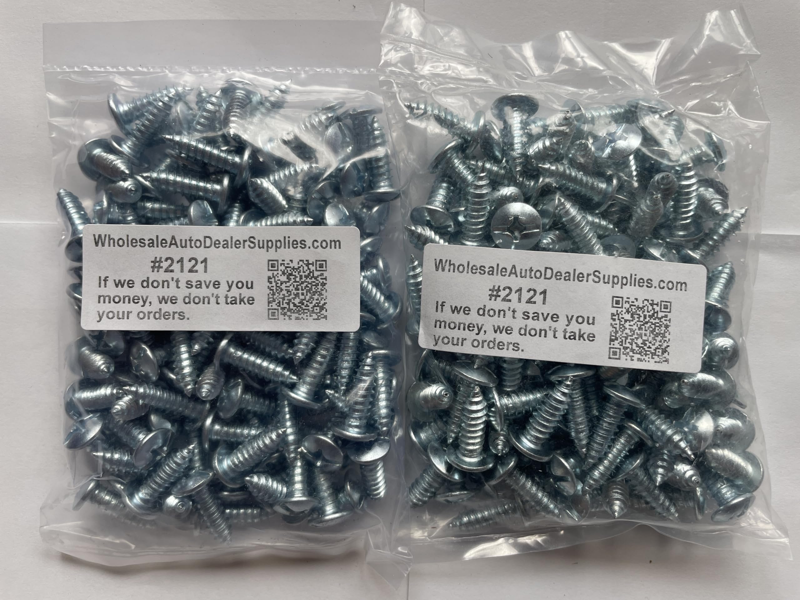 200 License Plate Screws for Car Dealers #2121 | Best for American Makes | #14 x 3/4" | Slotted/Phillips Pan Head | 100 per Box x 2 for $25.99